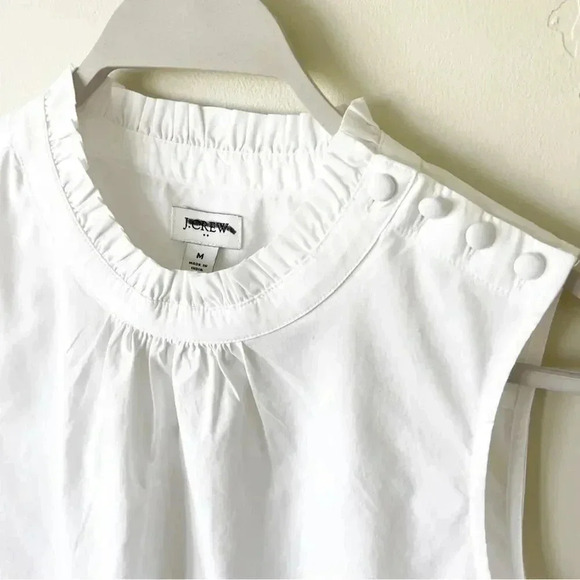 J Crew Button Ruffle Neck Top White M NWT - Picture 6 of 9
